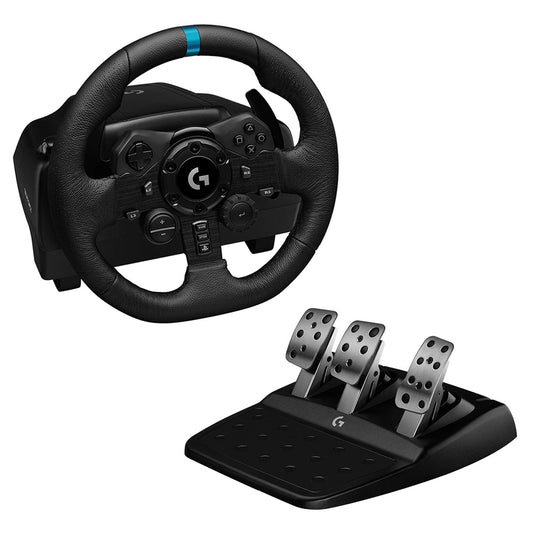 Logitech G923 Racing Wheel and Pedals for PS 5, PS4 and PC featuring TRUEFORCE up to 1000 Hz Force Feedback, Responsive Pedal, Dual Clutch Launch Control, and Genuine Leather Wheel Cover PlayStation|PC Wheel Only