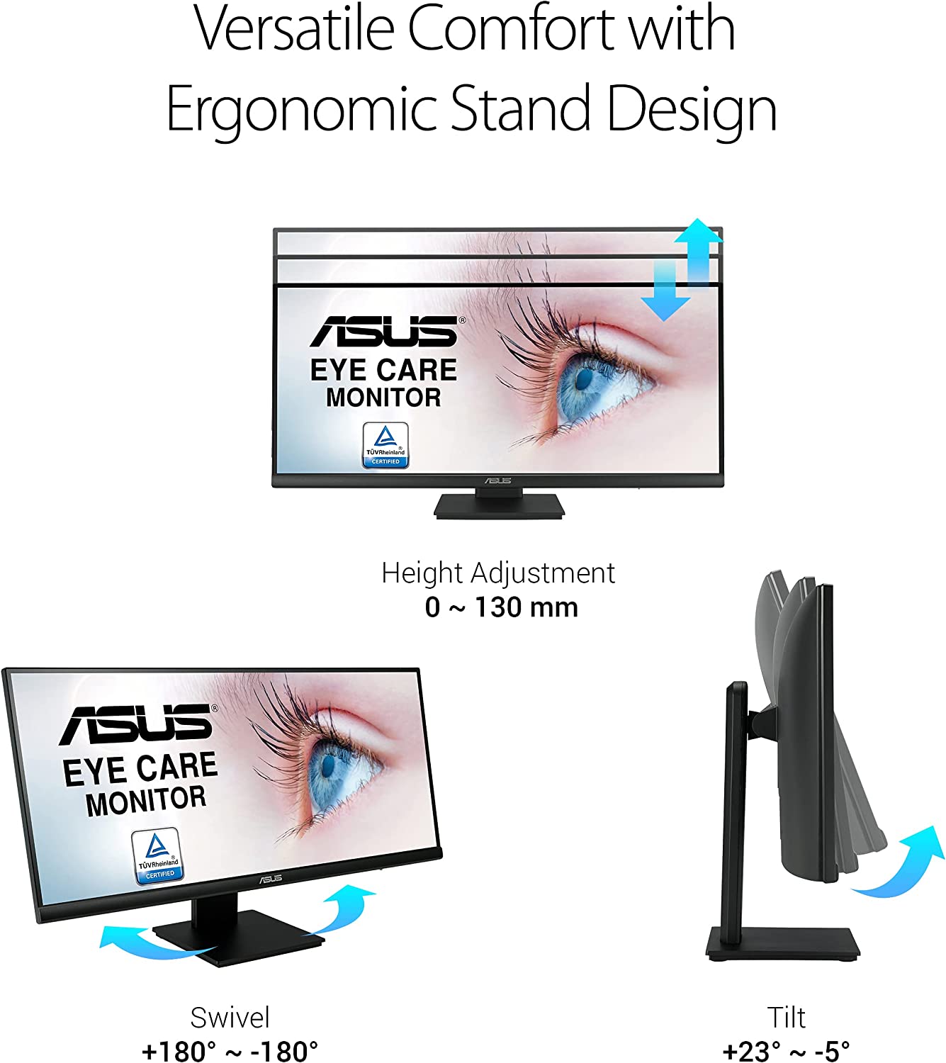 ASUS 29” 1080P Ultrawide HDR Monitor (VP299CL) - 21:9 (2560 x 1080), IPS, 75Hz, 1ms, USB-C w/ 15W Power Delivery, FreeSync, Eye Care Plus, HDR-10, VESA Mountable, HDMI, DisplayPort, Height Adjustable 29” IPS 1ms FHD 21:9 HDR USB-C Power Delivery Monitor