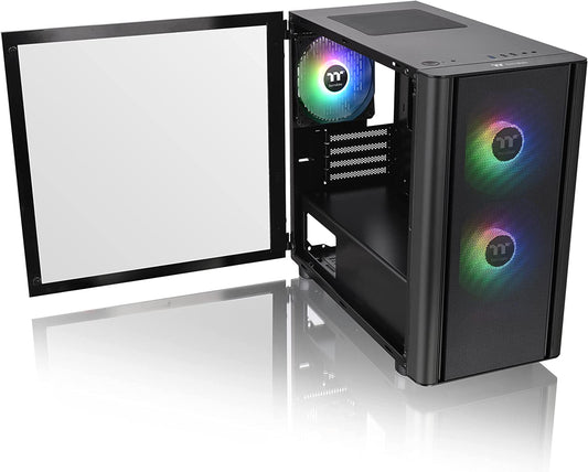 Thermaltake V150 TG Breeze ARGB Motherboard Sync mATX Computer Case with 3x120mm 5V ARGB Fan Pre-Installed, Tempered Glass Side Panel, Ventilated Front Mesh Panel, CA-1R1-00S1WN-02, Black V150 Black