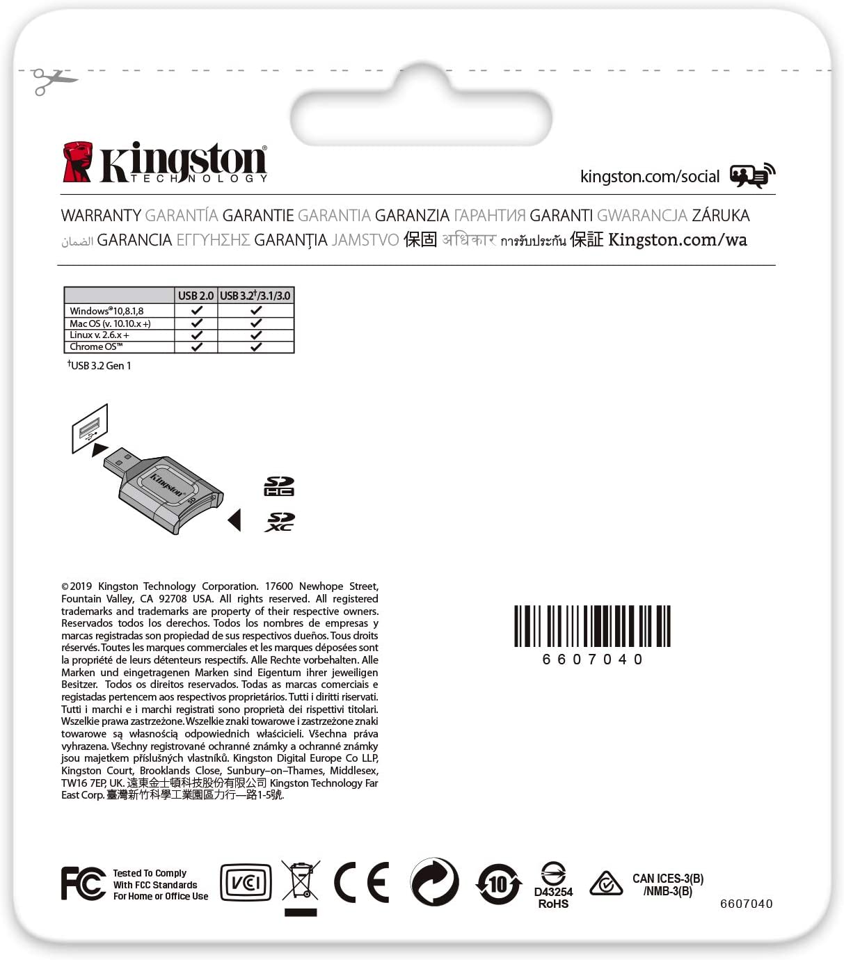 Kingston MobileLite Plus USB 3.2 SDHC/SDXC UHS-II Card Reader (MLP)