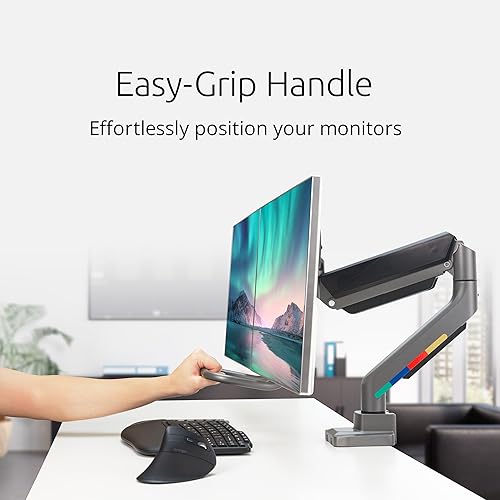 Kensington SmartFit K58272WW Dual Monitor Arm, Adjustable Gas Spring Monitor Arm, Ergonomic Computer PC Screen Stand, Handle for 19-32 Inch Monitors (9 kg Each), VESA 75/100 mm, 360° Rotation Black 2 Monitore mit Griff