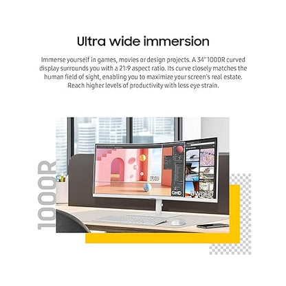 SAMSUNG 34” ViewFinity S65TC Series Ultrawide QHD (3440x1440) Computer Monitor, 100Hz, Thunderbolt 4, LS34C650TANXGO