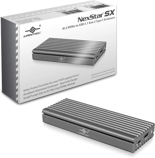 Vantec M.2 Nvme SSD to USB 3.1 Gen 2 Type C Enclosure with C to C Cable, Space Gray Color, ID5 (NST-205C3-SG)