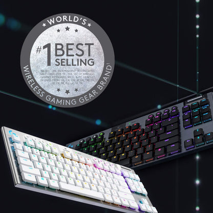 Logitech G915 TKL White Tactile Tenkeyless LIGHTSPEED Wireless RGB Mechanical Gaming Keyboard, Low Profile Switch Options, LIGHTSYNC RGB, Advanced Wireless and Bluetooth Support TKL G915 TKL Tactile White Wireless