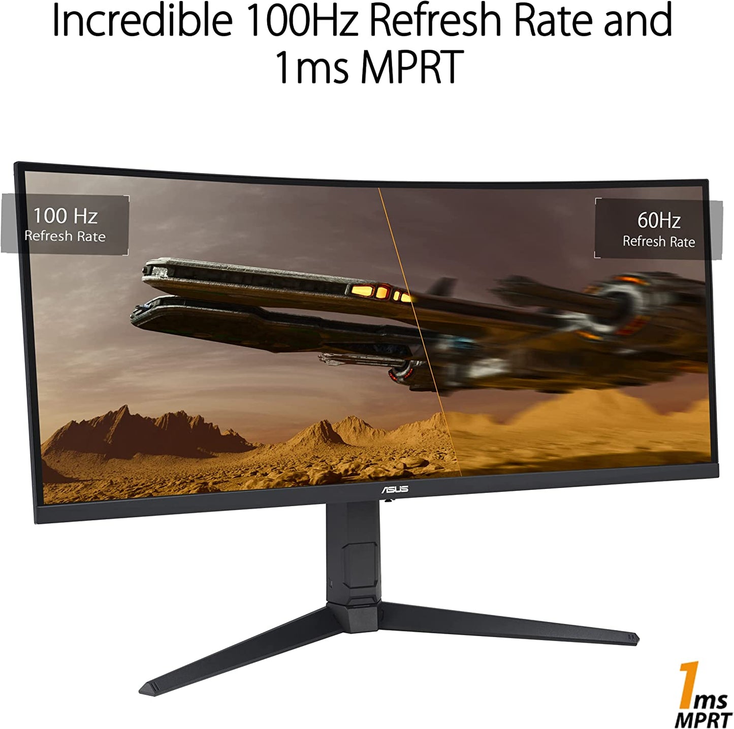 ASUS TUF Gaming 34” Ultra-Wide Curved HDR Monitor (VG34VQEL1A) - 21:9, UWQHD (3440 x 1440), 100Hz, Extreme Low Motion Blur, FreeSync, 1ms, DisplayPort, HDMI, USB, Tripod Socket, Height Adjustable