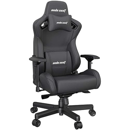 Anda Seat Kaiser 2 Black Leather Gaming Chair - XL Premium Ergonomic Gamer Chair for Adults, Plus Size Video Game Chairs, Memory Foam Neck Pillow & Lumbar Back Support - Office Computer Desk Chair Black/White