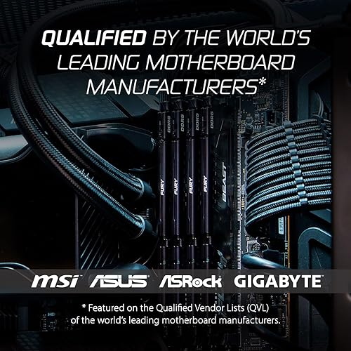 Kingston Fury Beast Black 16GB 6000MT/s DDR5 CL30 DIMM (Kit of 2) Desktop Gaming Memory - KF560C30BBEK2-16