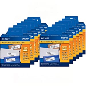 Brother DK-1201 Die-Cut Standard Address Labels – Long Lasting Reliability, Die-Cut Standard Address Paper Labels, 1.14” x 3.5” Individual Label Size, 4800 Labels / 12 Rolls