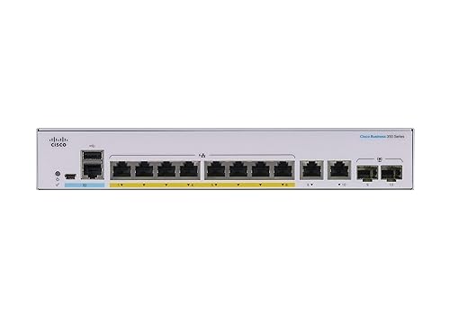 CISCO DESIGNED Business CBS350-8P-E-2G Managed Switch | 8 Port GE | PoE | Ext PS | 2x1G Combo | Limited Lifetime Protection (CBS350-8P-E-2G) 8-port GE / PoE+ / 67W / 2 x GE Uplinks / External Power Supplier