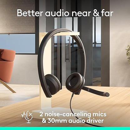 Logitech H570e USB Headset with Microphone for PC and Mac, USB-C Wired Headset with Stereo Sound, Noise-Canceling Mics and Inline Controls, Certified for Microsoft Teams, Black Teams Version Stereo, USB-C