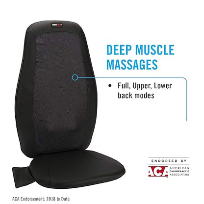 ObusForme Deep Kneading Shiatsu Back Massager with Heat | 3 Massage Zones - Upper, Lower or Full Back | Massage Cushion for Use with Chair