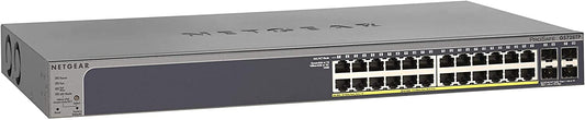 NETGEAR 28-Port PoE Gigabit Ethernet Smart Switch (GS728TP) - Managed, Optional Insight Cloud Management, 24 x PoE+ @ 190W, 4 x 1G SFP, Desktop or Rackmount, and Limited Lifetime Protection 28 port | 24xPoE+ 190W | 4xSFP