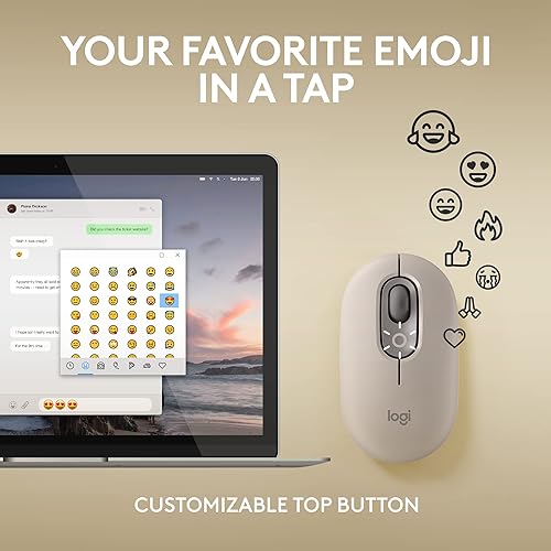 Logitech POP Mouse, Wireless Mouse with Customizable Emojis, SilentTouch Technology, Precision/Speed Scroll, Compact Design, Bluetooth, Multi-Device, OS Compatible - Mist Mist POP Mouse