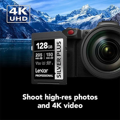 Lexar Professional Silver Plus UHS-I V30 SDXC Card - 128GB