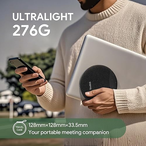 Yealink SP92 Bluetooth Speaker and Microphone with Dongle, Conference Speakerphone for Teams, 13ft 360° Omni Pickup, Full-Duplex Mic, Al Noise Reduction, 20H Call Time, USB C/A Black SP92 with Dongle USB-C/A