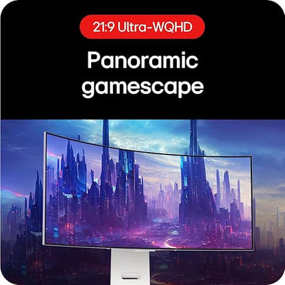 LG Ultragear OLED 34GS95QE-W - 34" Curved Gaming Monitor| White | 21:9 3440 x 1440 / 240Hz / 0.03ms (GtG) / VESA Certified AdaptiveSync/NVIDIA® G-SYNC® Compatible/AMD FreeSync™ Premium Pro White 34"