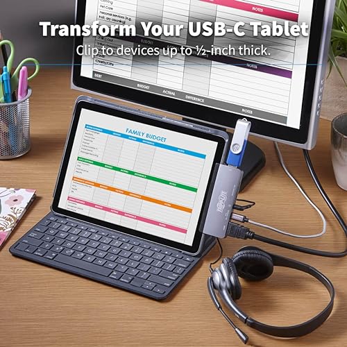 Tripp Lite USB-C Dock with 4K HDMI, USB-A, Memory Card Slots, PD Charging, Portable Hub, Thunderbolt 3 Compatible, Gray (U442-DOCK15-S)