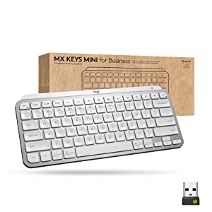 Logitech MX Keys Mini Wireless Illuminated Keyboard for Business, Compact, Logi Bolt Technology, Backlit, Rechargeable, Globally Certified, Windows/Mac/Chrome/Linux - Pale Gray