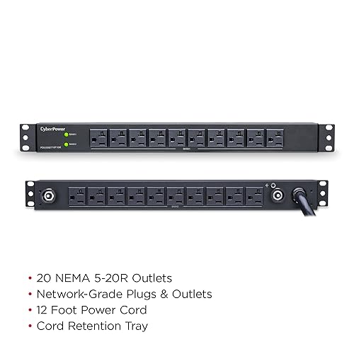 CyberPower PDU30BT10F10R Basic PDU, 100-125V/30A, 20 Outlets, 1U Rackmount