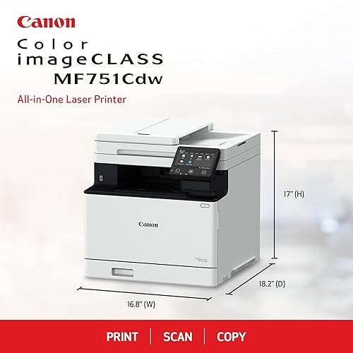 Canon imageCLASS MF751Cdw Wireless Laser Multifunction Printer - Color - White - Copier/Printer/Scanner - 35 ppm Mono/35 ppm Color Print - 1200 x 1200 dpi Print - Automatic Duplex Print - Color Flatbed Scanner