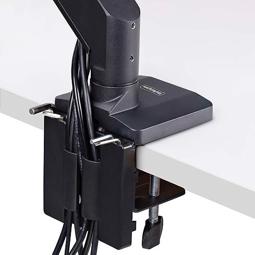 StarTech.com Crossbar Triple Monitor Desk Mount for Up to Three 27in Screens, VESA 75x75/100x100, Tool-Less Arm Adjustments