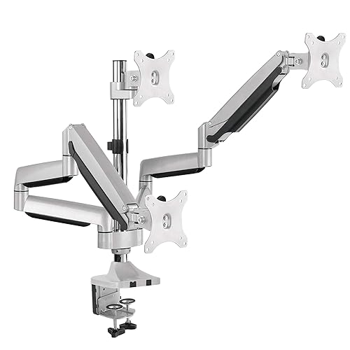 SIIG Mounting Arm for Flat Panel Display, Curved Screen Display, Monitor - Silver - 3 Display(s) Supported32 Screen Support - 46.20 lb Load Capacity - 75 x 75, 100 x 100 VESA Standard