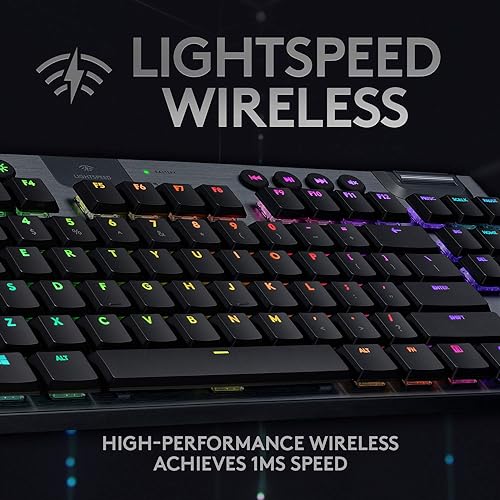 Logitech G915 TKL Tenkeyless Lightspeed Wireless RGB Mechanical Gaming Keyboard, Low Profile Switch Options, LIGHTSYNC RGB, Advanced Wireless and Bluetooth Support - Linear, Black Black TKL Wireless Linear