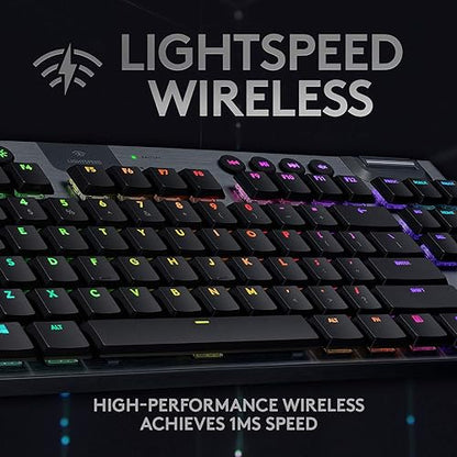 Logitech G915 TKL Tenkeyless Lightspeed Wireless RGB Mechanical Gaming Keyboard, Low Profile Switch Options, LIGHTSYNC RGB, Advanced Wireless and Bluetooth Support - Linear, Black Black TKL Wireless Linear