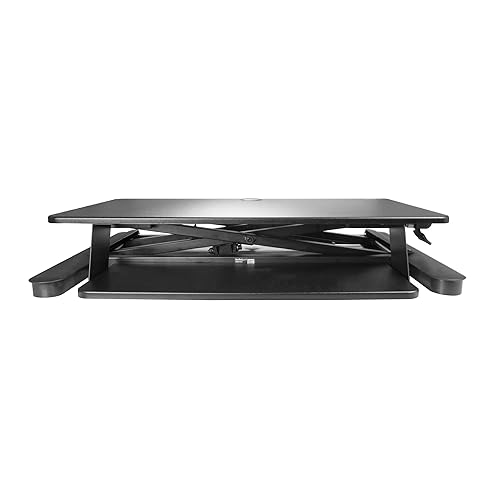 StarTech.com Sit Stand Desk Converter with Keyboard Tray - Large 35” x 21 Surface - Height Adjustable Ergonomic Desktop/Tabletop Standing Workstation - Holds 2 Monitors - Pre-Assembled (ARMSTSLG) Large Surface