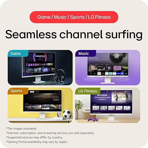 LG 32U830SA-W 31.5” 4K UHD IPS Smart Monitor with webOS, USB-C 65W, ThinQ Home Dashboard, AirPlay 2, Bluetooth, Streaming Apps, Remote Work Ready, Tilt & Height Adjustable, White 32" IPS 60Hz UHD 3840 x 2160