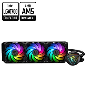 MSI MAG CoreLiquid 360R V2 - AIO ARGB CPU Liquid Cooler - Rotating Cap Design - LGA 1700 Ready - 360mm Radiator - Triple 120mm RGB PWM Fans 360 mm MAG CoreLiquid 360R V2