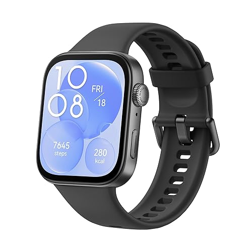 HUAWEI Watch FIT 3,1.82 AMOLED Display ,Ultra-Slim Design,All-Round Fitness Management,Comprehensive Health Managment,Durable Battery Life,Compatible with iOS & Android, Black Watch Fit 3 Black