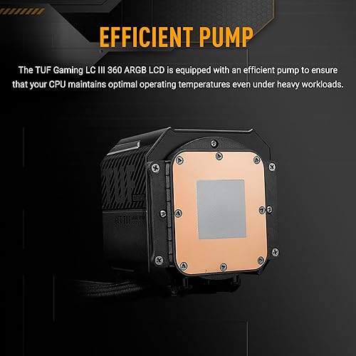 ASUS TUF Gaming LC III 360 ARGB LCD with pre-Installed & Integrated Triple Fans Designed for high Airflow and Static Pressure; 2.8" LCD for Hardware Monitoring, Custom GIFS and MP4 Video Clips