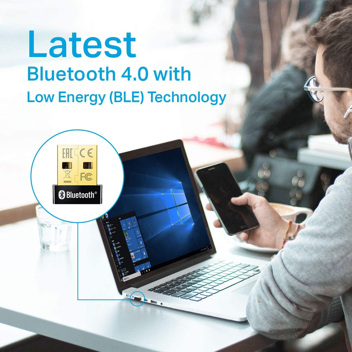 TP-Link USB Bluetooth Adapter for PC(UB400), 4.0 Bluetooth Dongle Receiver Support Windows 11/10/8.1/8/7/XP for Desktop, Laptop, Mouse, Keyboard, Printers, Headsets, Speakers, PS4/ Xbox Controllers