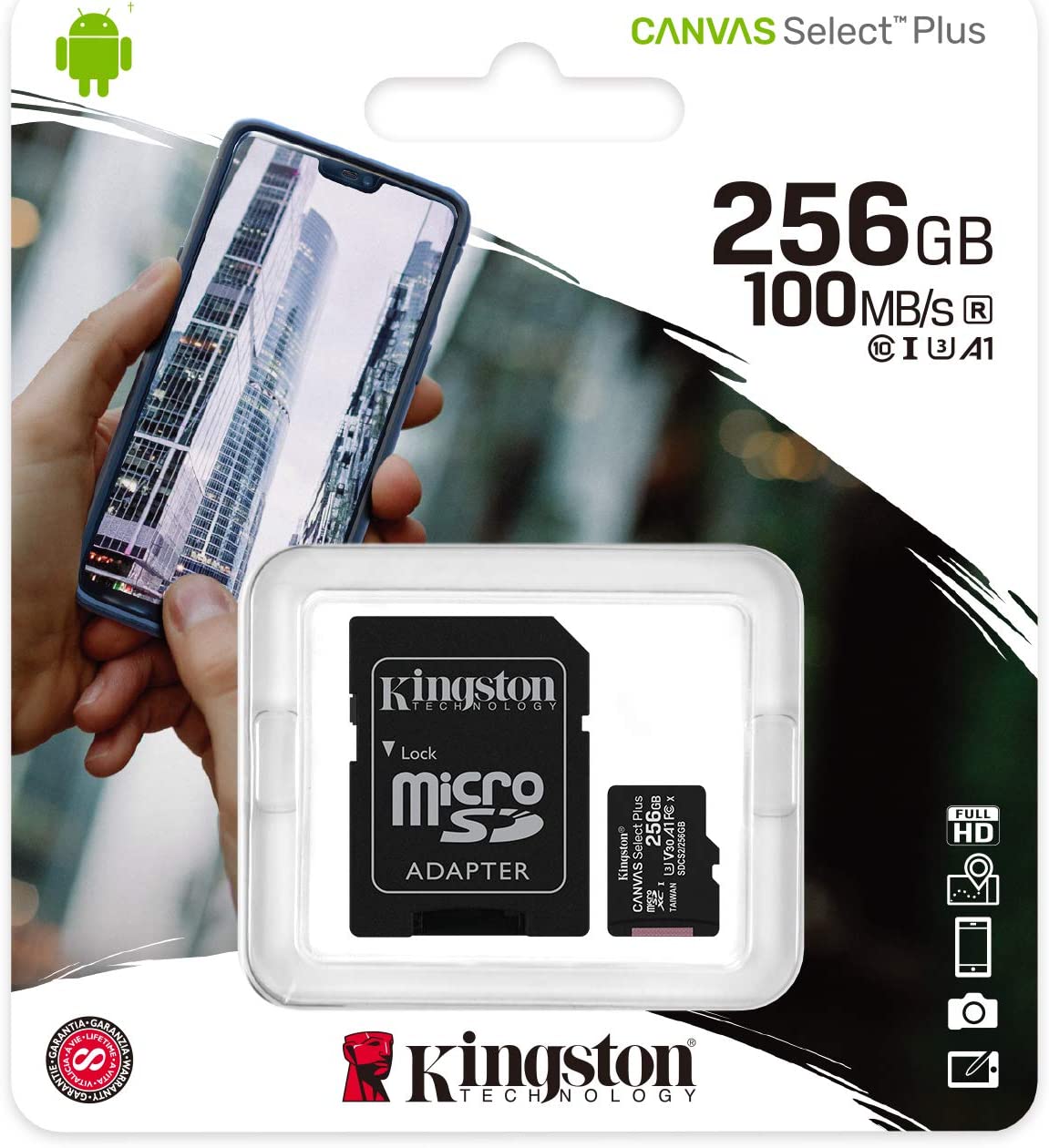 Kingston 256GB microSDXC Canvas Select Plus Class 10 Flash Memory Card SDCS2 Memory