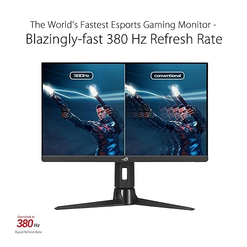 ASUS ROG Strix 380Hz 25” (24.5-inch viewable) 1080P HDR Esports Gaming Monitor (XG259QN) - 0.3ms, Fast IPS, FreeSync Premium, ELMB Sync, DisplayPort, HDMI, USB Hub, DisplayHDR 400, 3 Year Warranty