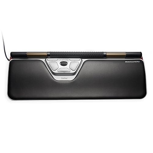Contour Design RollerMouse Red Plus Wired Eco Optical Computer Mouse - Ergonomic Design for Optimal Efficiency - PC or Mac Compatible Ergonomic Mouse - 10-Speed Adjustable Ambidextrous Plug in Mouse