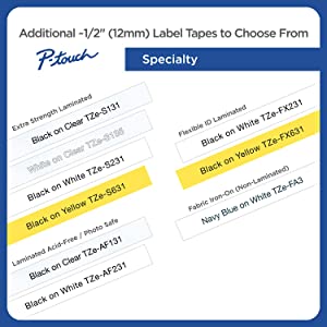 Brother Genuine P-touch TZE-S631 Tape, 1/2" (0.47") Wide Extra-Strength Adhesive Laminated Tape, Black on Yellow, Laminated for Indoor or Outdoor Use, Water-Resistant,0.47" x 26.2' (12mm x 8M),TZES631 Xst - Black on Yellow Tape