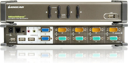 IOGEAR 4-Port DualView USB VGA KVMP Switch with Audio w/Full Set of Cables, (GCS1744 TAA Compliant)