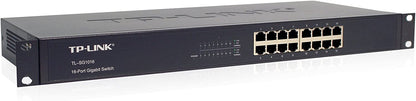 TP-Link 16 Port Gigabit Ethernet Switch | Plug and Play | Sturdy Metal w/ Shielded Ports | Rackmount | Fanless | Limited Lifetime Protection | Unmanaged (TL-SG1016)