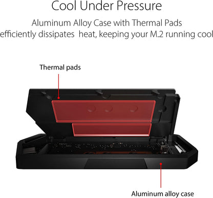 ASUS ROG STRIX Arion Aluminum Alloy M.2 NVMe SSD External Portable Enclosure Case Adapter, USB 3.2 Gen 2 Type-C (10 Gbps), USB-C to C and USB-C to A Cables, Fits PCIe 2280/2260/2242/2230 M Key/B+M Key