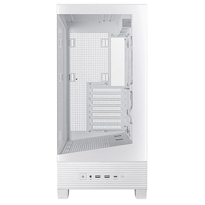ASUS A31 White ATX Mid-Tower Gaming Case, Dual-Sided Tempered Glass, Frameless Design, BTF Hidden Connectors, 360 AIO Support, 8° Angled Base, ARGB Ready, Optimized Airflow, Seamless Cable Management ATX|Dual-sided Tempered Glass A31|BTF|White