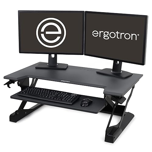 Ergotron – WorkFit-TL Standing Desk Converter, Dual Monitor Sit Stand Desk Riser for Tabletops – 37.5 Inch Width, Black 37.5 wide Black