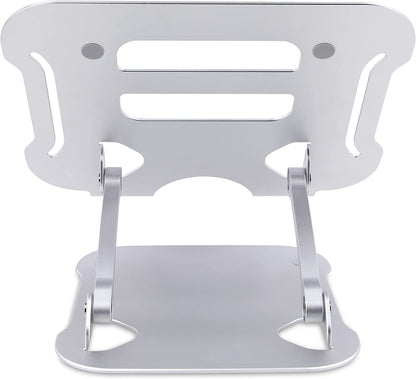 StarTech.com Laptop Stand for Desk, Ergonomic Laptop Stand Adjustable Height, Aluminum, Portable, Max. 22lb (10kg), Foldable Laptop Holder - Angled Notebook Computer Riser/Lift (ADJ-Laptop-Riser)