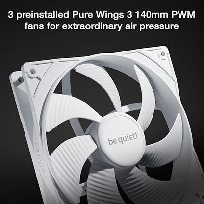 be quiet! Pure Base 501 DX White Mid-Tower ATX Case | High Airflow | 3 Preinstalled Pure Wings 3 140mm PWM Fans | Optimized Air Pressure | BGW77 White DX