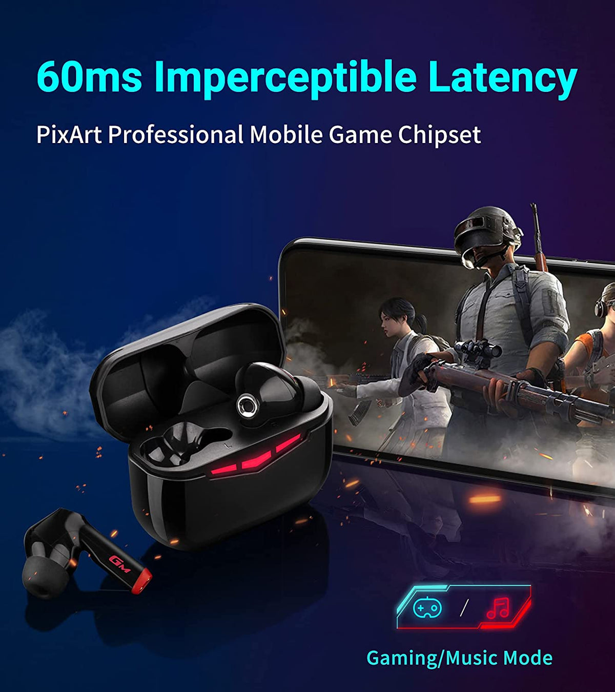 Edifier HECATE GM3 True Wireless Earbuds -60ms Low Latency - PixArt Bluetooth 5.2 Auto Pairing - IP55 Water Proof-Touch Enabled-Black