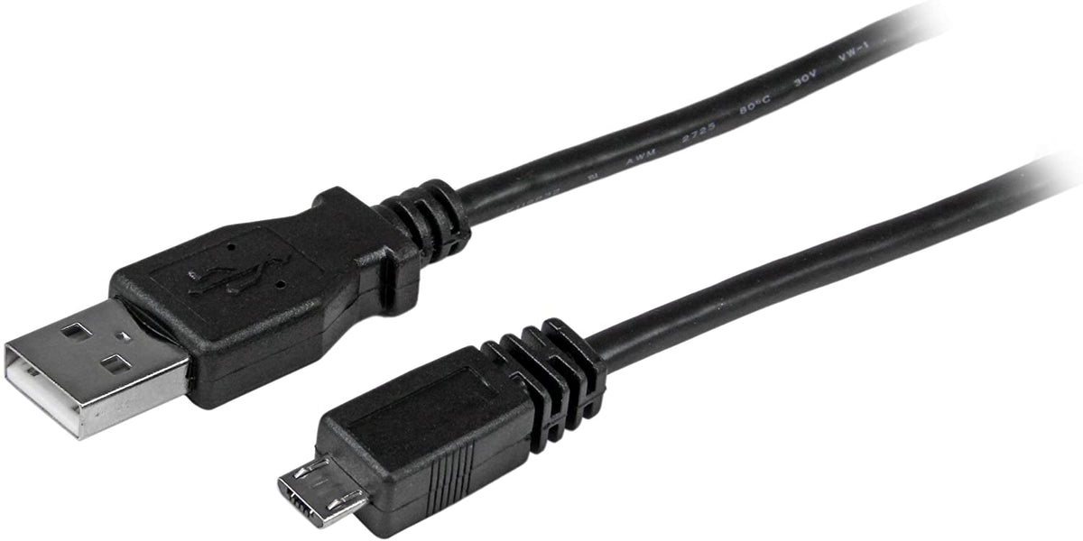 StarTech.com 1 ft. (0.3 m) USB to Micro USB Cable - USB 2.0 A to Micro B - Black - Micro USB Cable (UUSBHAUB1) 1 ft / 30cm Straight