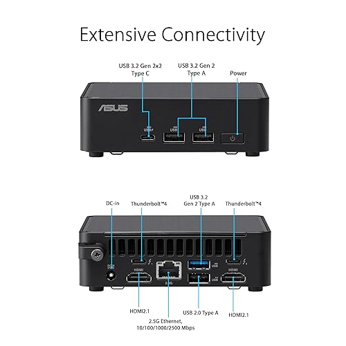 ASUS NUC 14 Pro Slim Barebone with Intel 14th Generation Core 3 100U, Up to 96GB DDR5 RAM, Triple Storage Design, Thunderbolt™ 4, Wi-Fi 6E and Bluetooth 5.3, Tool-less Chassis Access, Incl Core 3 Slim|Barebones