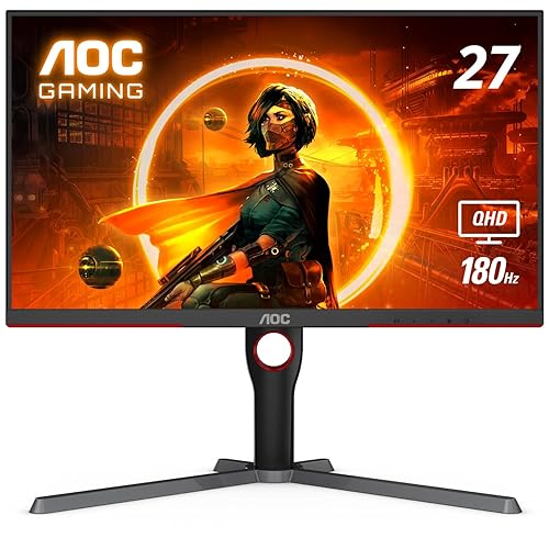 AOC Q27G3XMN 27" Mini LED Gaming Monitor, 2K QHD 2560x1440, 180Hz 1ms, 2X HDMI 2.0, 2X Display Port, Height Adjustable, Xbox/PS5/Switch Ready, 3-Year Zero-Bright-dot 27" Mini-LED QHD 180Hz