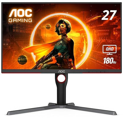 AOC Q27G3XMN 27" Mini LED Gaming Monitor, 2K QHD 2560x1440, 180Hz 1ms, 2X HDMI 2.0, 2X Display Port, Height Adjustable, Xbox/PS5/Switch Ready, 3-Year Zero-Bright-dot 27" Mini-LED QHD 180Hz